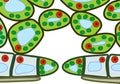 Section view of stomate and plant leaf structure.